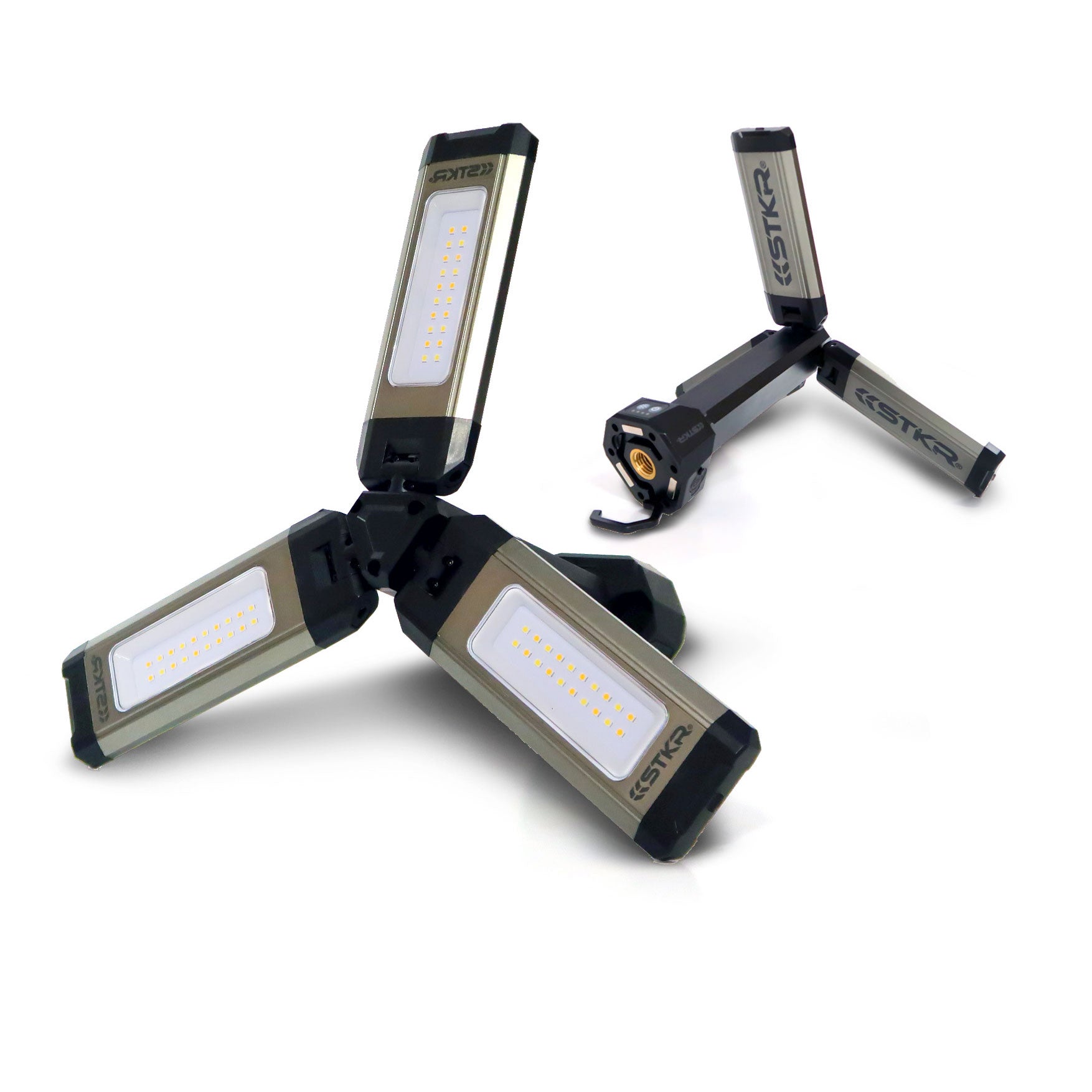 TRi-Mobile Area Work Light - Rechargeable Shoplight with Triple Pivoting LED Light Heads by STKR Concepts - led panels facing forward