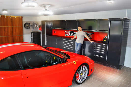 sports car garage illuminated by an MPI system from STKR Concepts