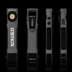 LP-EDC+ 8.0 Low Profile Everyday Carry Ultra-Thin Spot & Flood Flashlight front back and side views on white
