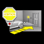 white Garage Parking Sensor LT: yellow caution instruction on black